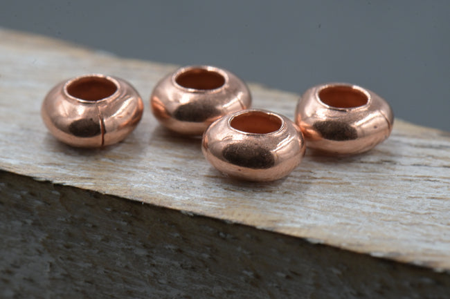 Solid Copper Saucer Beads • USA‑Made • Large Hole Copper Spacer Beads for Bracelets and Necklaces Hover Image