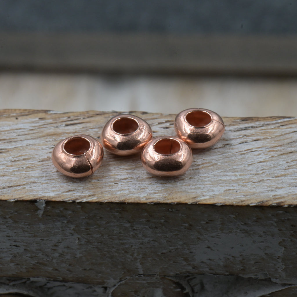 Solid Copper Saucer Beads • USA‑Made • Large Hole Copper Spacer Beads for Bracelets and Necklaces