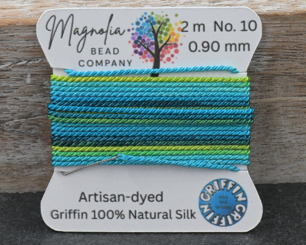 Lagoon Mist – Hand-Painted GRIFFIN Silk Cord for Knotting, Jewelry Making, Pendant Stringing