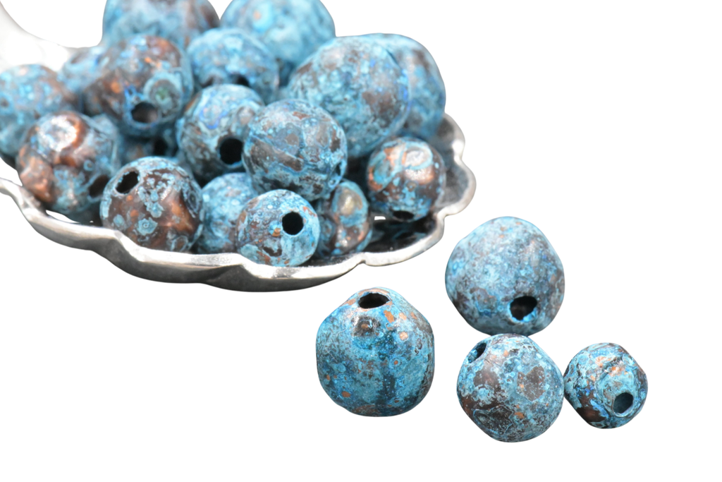 Faceted Rainworn Copper — Real Patina Beads in 6mm, 8mm, 9.5mm