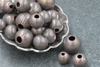 100% Pure Oxidized Copper Beads — Smokey Gray‑Brown Finish