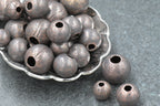 100% Pure Oxidized Copper Beads — Smokey Gray‑Brown Finish