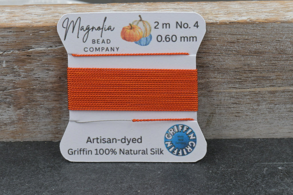 Pumpkin Spice Orange Griffin Silk Cord – Hand-Dyed Thread for Knotting, Jewelry Making, Pendant Stringing