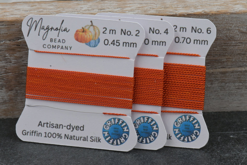 Pumpkin Spice Orange Griffin Silk Cord – Hand-Dyed Thread for Knotting, Jewelry Making, Pendant Stringing