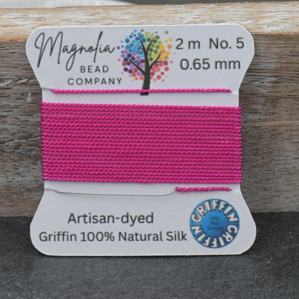Dragon Fruit Pink GRIFFIN Silk Cord – Hand‑Dyed Thread for Knotting, Jewelry Making, Pendant Stringing
