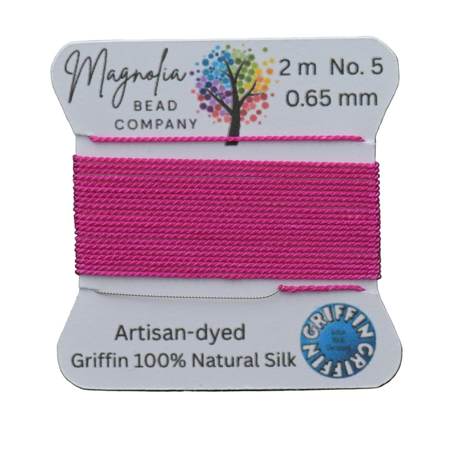 Dragon Fruit Pink GRIFFIN Silk Cord – Hand‑Dyed Thread for Knotting, Jewelry Making, Pendant Stringing Hover Image