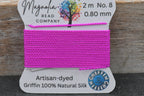 Fluorescent Fuchsia Griffin Silk Cord – Hand-Dyed Thread for Knotting, Jewelry Making, Pendant Stringing