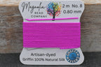 Fluorescent Fuchsia Griffin Silk Cord – Hand-Dyed Thread for Knotting, Jewelry Making, Pendant Stringing
