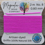 Fluorescent Fuchsia Griffin Silk Cord – Hand-Dyed Thread for Knotting, Jewelry Making, Pendant Stringing
