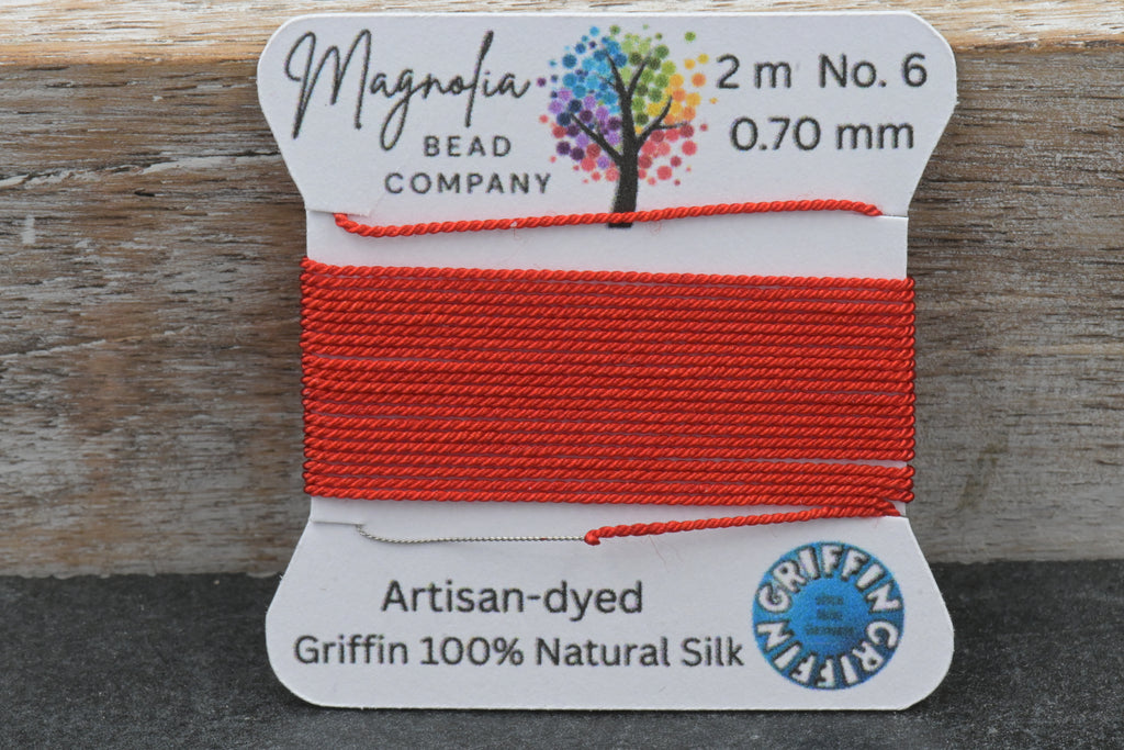 Cayenne Red Griffin Silk Cord – Hand‑Dyed Orange Red Thread for Knotting, Jewelry Making
