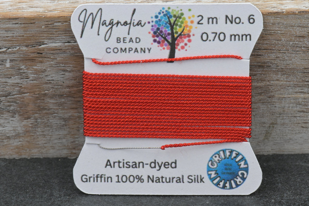 Cayenne Red Griffin Silk Cord – Hand‑Dyed Orange Red Thread for Knotting, Jewelry Making