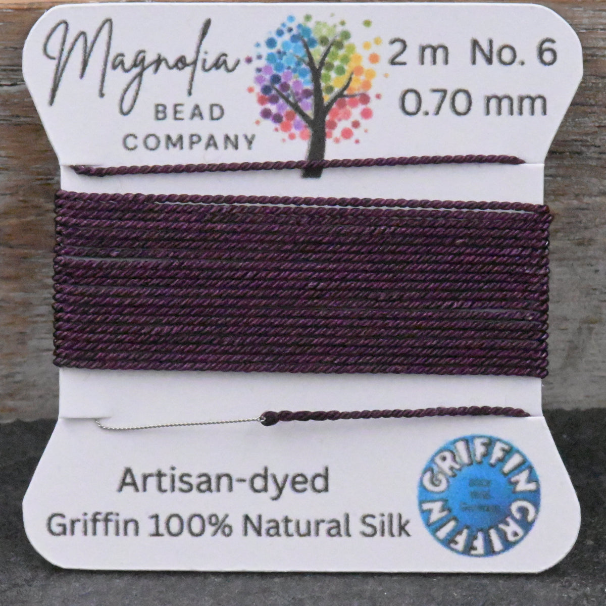 Eggplant Purple Griffin Silk Cord — Hand‑Dyed Deep Eggplant Silk Thread for Knotting & Jewelry Making