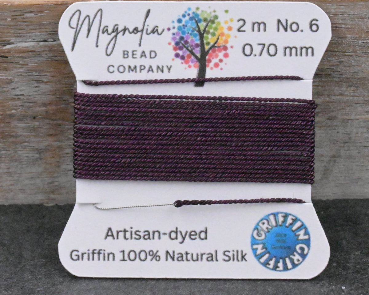 Eggplant Purple Griffin Silk Cord — Hand‑Dyed Deep Eggplant Silk Thread for Knotting & Jewelry Making