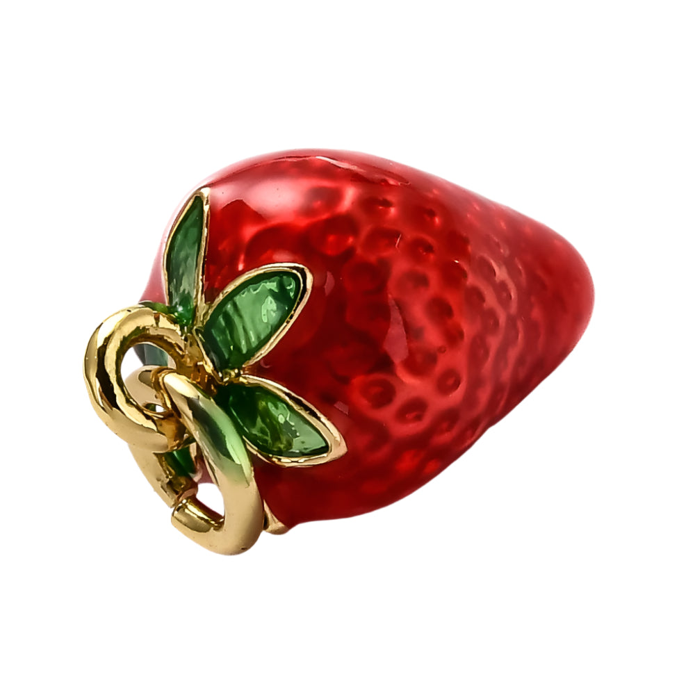 Strawberry Charm, Brass Enamel 18K Gold Plated, Purple, 11.5mm