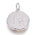 Charm Brass Enamel Pendants, Lotus Pod, Colorful, Platinum