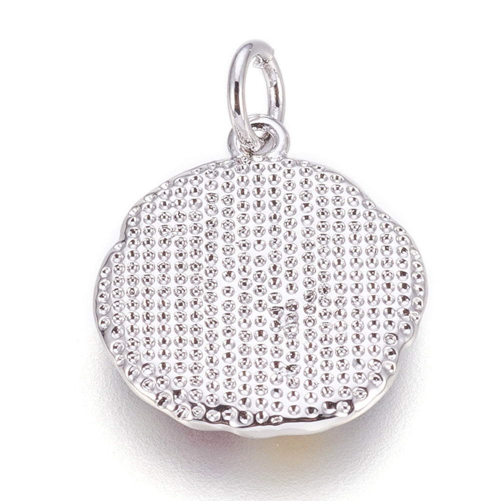 Charm Brass Enamel Pendants, Lotus Pod, Colorful, Platinum