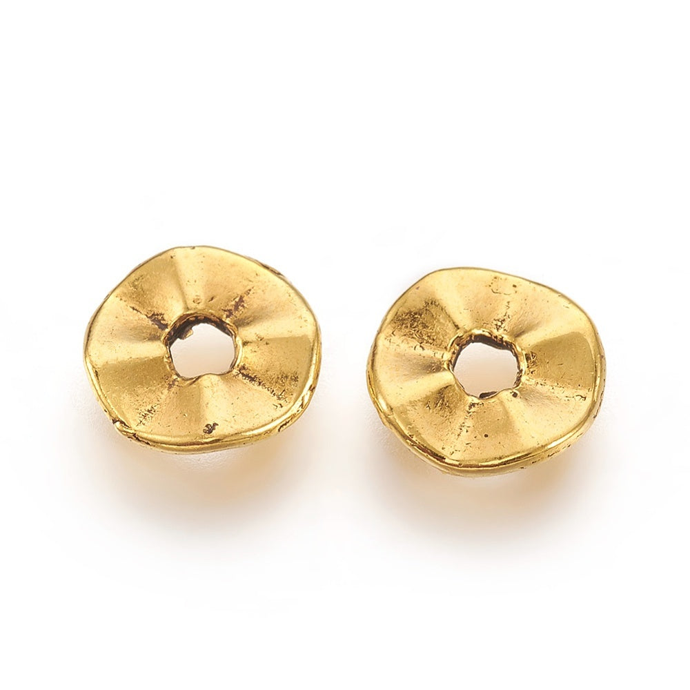 Wavy Spacer beads, Flat Disk Antique Bronze, Antique Copper or Silver