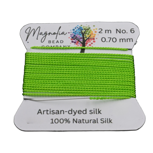 Vivid Lime Griffin Silk Cord – Hand-Dyed Thread for Knotting, Jewelry Making, Pendant Stringing Hover Image