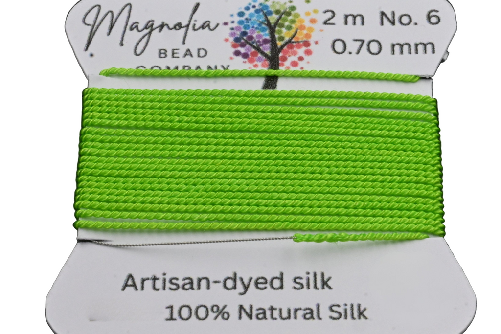 Vivid Lime Griffin Silk Cord – Hand-Dyed Thread for Knotting, Jewelry Making, Pendant Stringing
