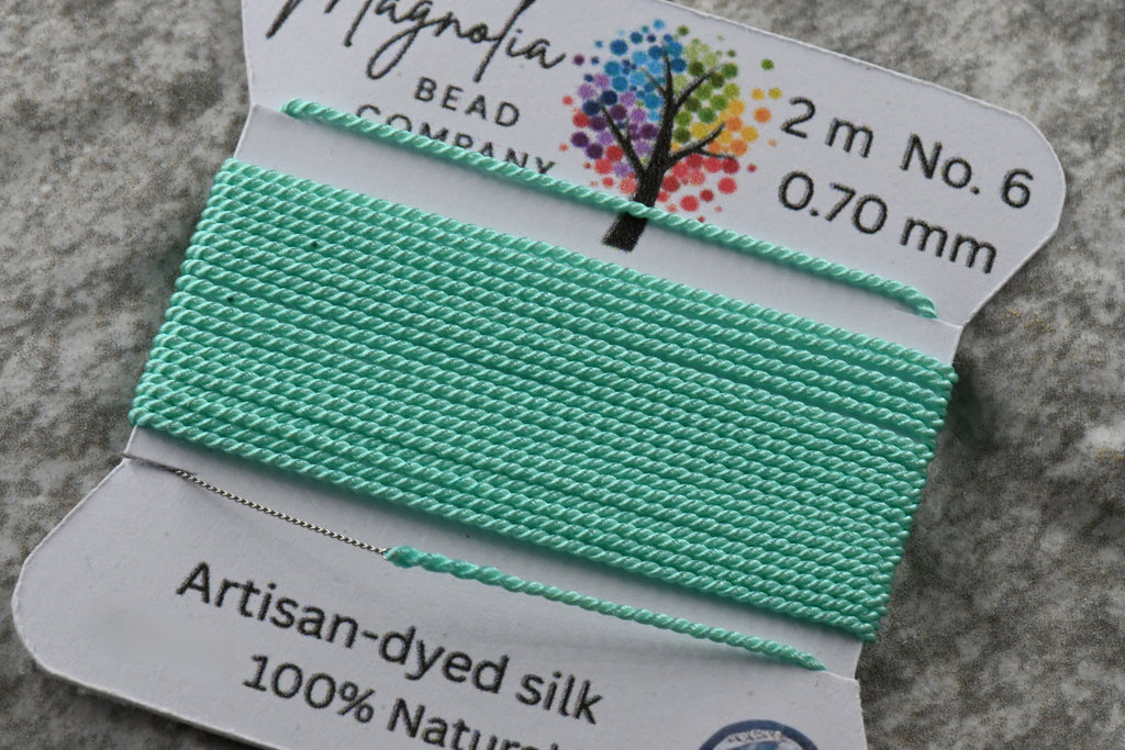 Retro Bright Aqua Griffin Silk Cord – Hand-Dyed Thread for Knotting, Jewelry Making, Pendant Stringing