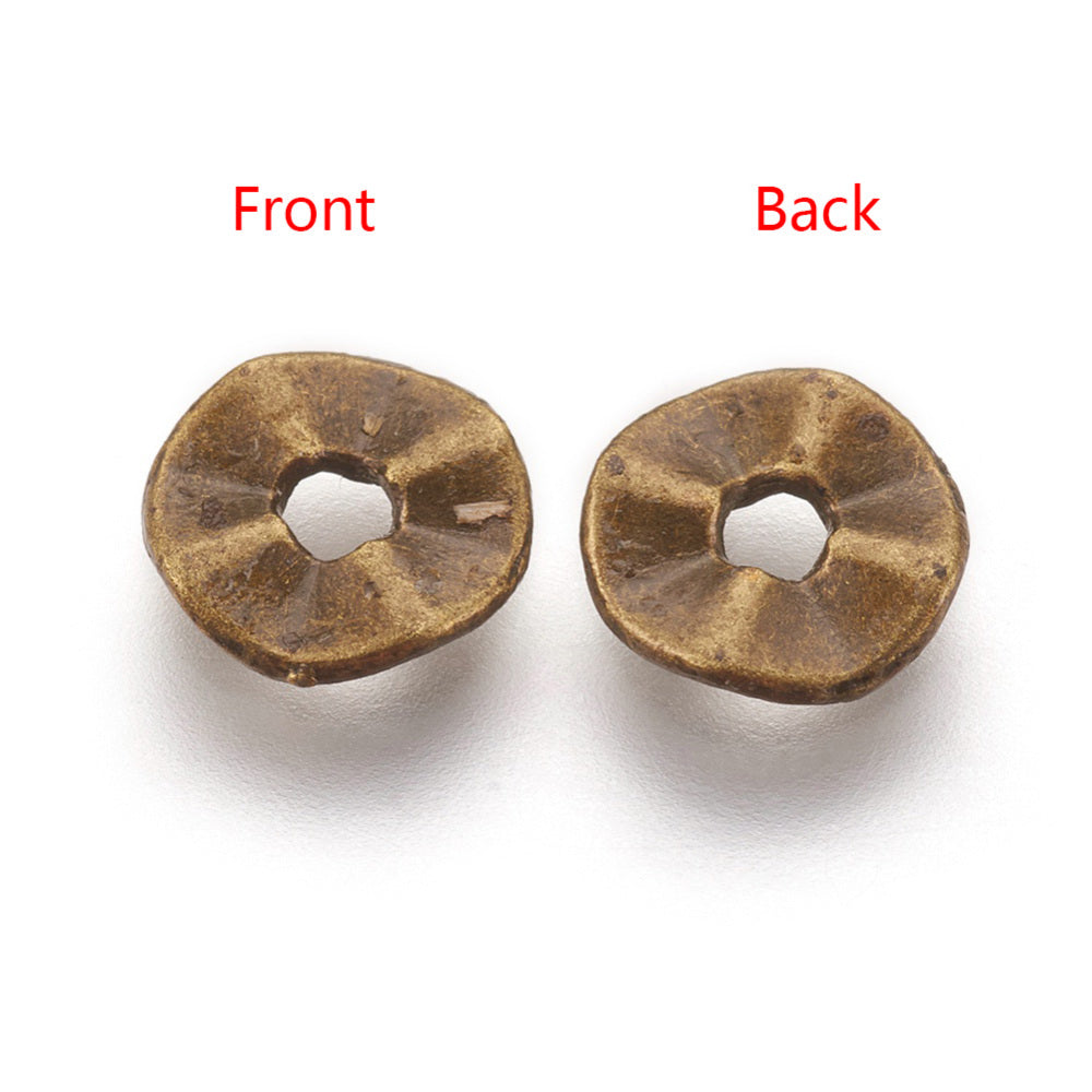 Wavy Spacer beads, Flat Disk Antique Bronze, Antique Copper or Silver