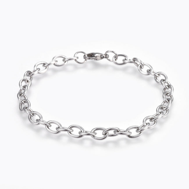 TWO, Tarnish Resistant 304 Stainless Steel Cable Chain Bracelets, with Lobster Claw Clasps, Stainless Steel Hover Image