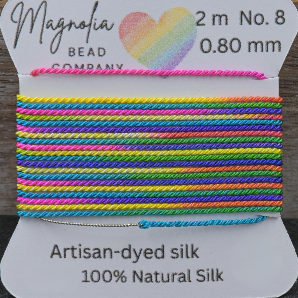 Griffin Silk Cord Rainbow – Hand-Dyed Gradient Thread for Knotting, Jewelry Making, Pendant Stringing