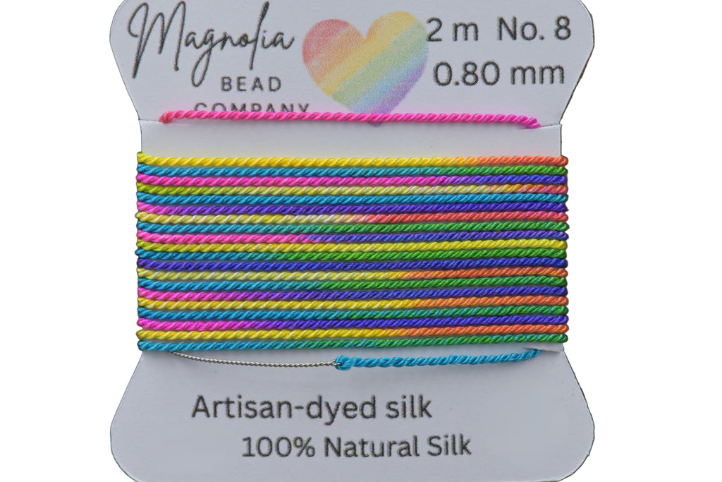 Griffin Silk Cord Rainbow – Hand-Dyed Gradient Thread for Knotting, Jewelry Making, Pendant Stringing