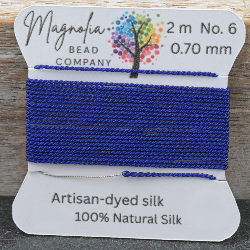 Midnight Indigo Blue Griffin Silk Cord – Hand‑Dyed Thread for Knotting, Jewelry Making, Pendant Stringing