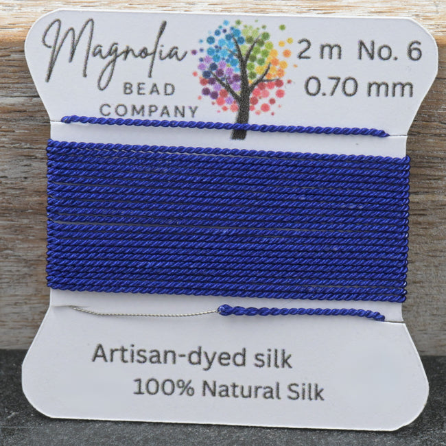 Midnight Indigo Blue Griffin Silk Cord – Hand‑Dyed Thread for Knotting, Jewelry Making, Pendant Stringing Hover Image