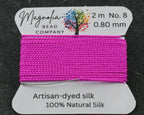 Fluorescent Fuchsia Griffin Silk Cord – Hand-Dyed Thread for Knotting, Jewelry Making, Pendant Stringing
