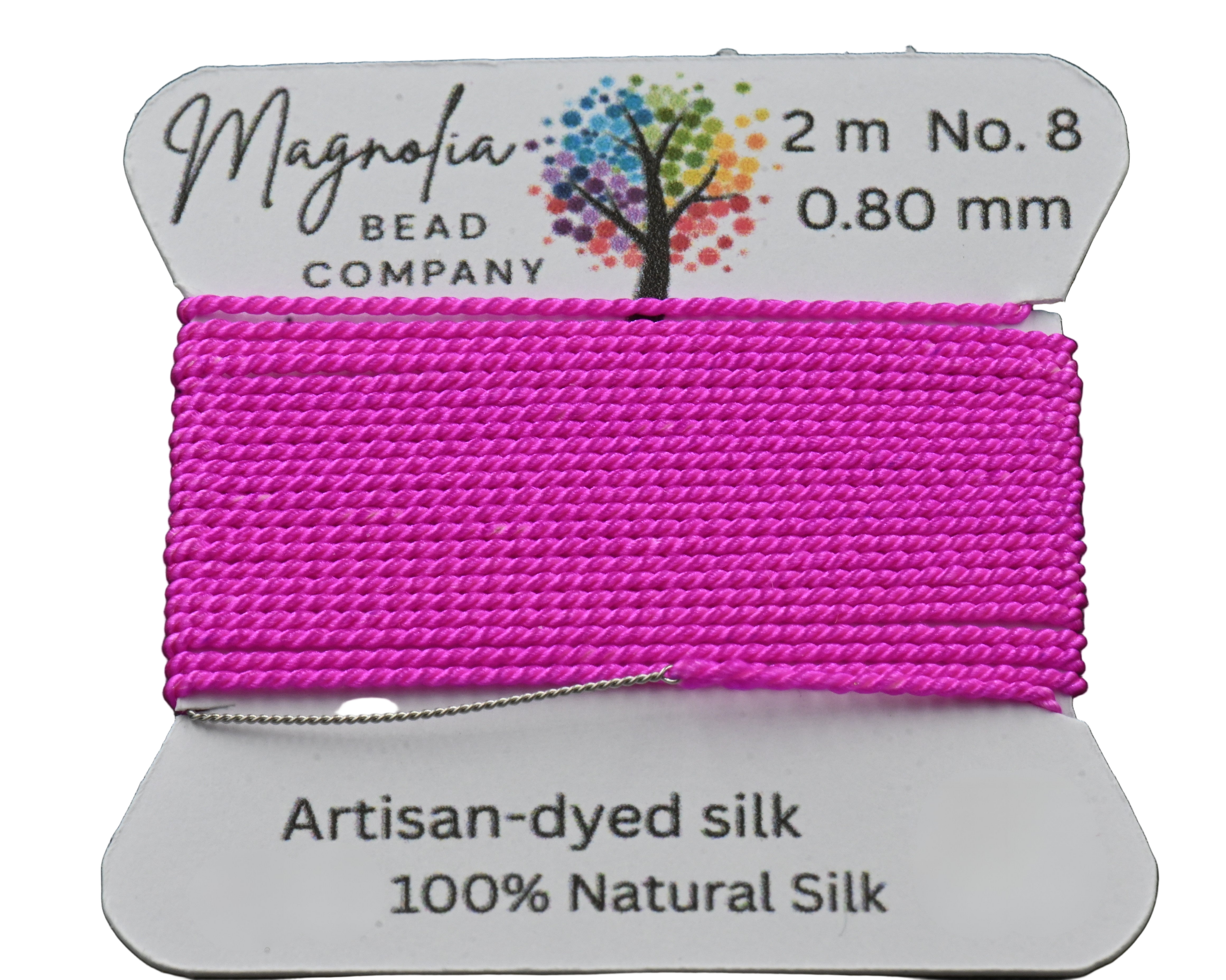 Fluorescent Fuchsia Griffin Silk Cord – Hand-Dyed Thread for Knotting, Jewelry Making, Pendant Stringing