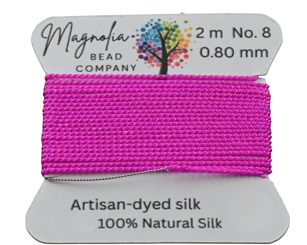 Fluorescent Fuchsia Griffin Silk Cord – Hand-Dyed Thread for Knotting, Jewelry Making, Pendant Stringing