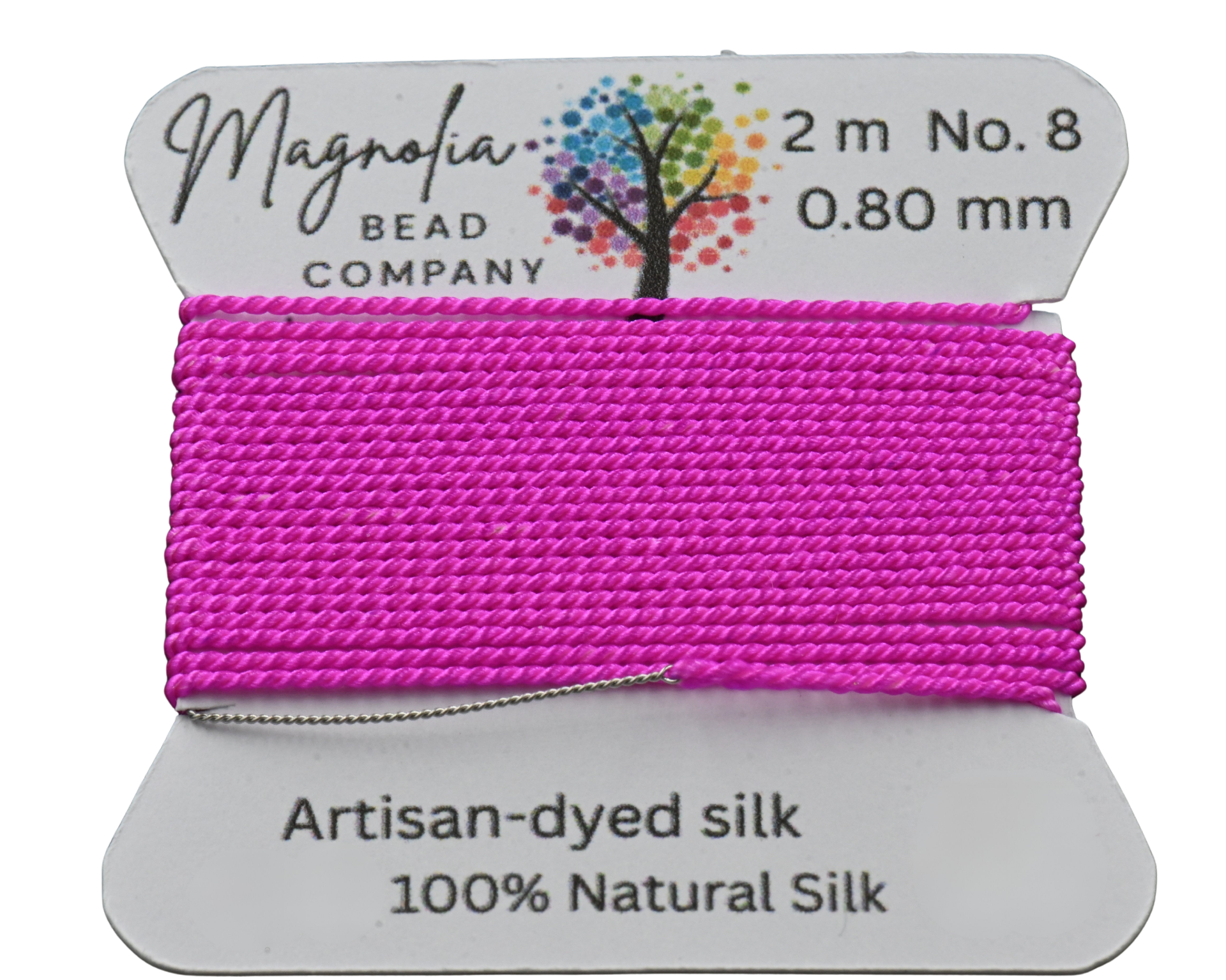 Fluorescent Fuchsia Griffin Silk Cord – Hand-Dyed Thread for Knotting, Jewelry Making, Pendant Stringing
