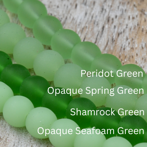 Two Strands Seaglass 6mm Green Beach Glass Beads