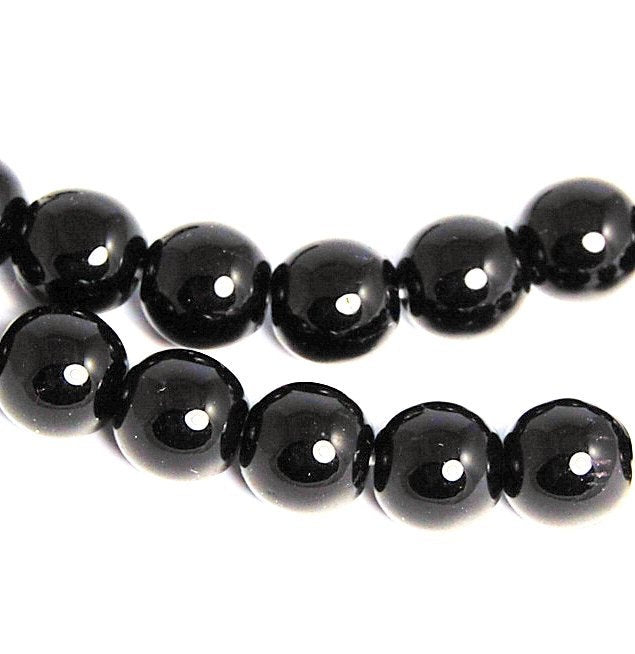 Jet Black Opaque 6mm Czech Glass Druk Beads -50 czech beads