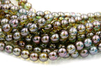 8mm Czech Glass Round Olive Green Luster  -25