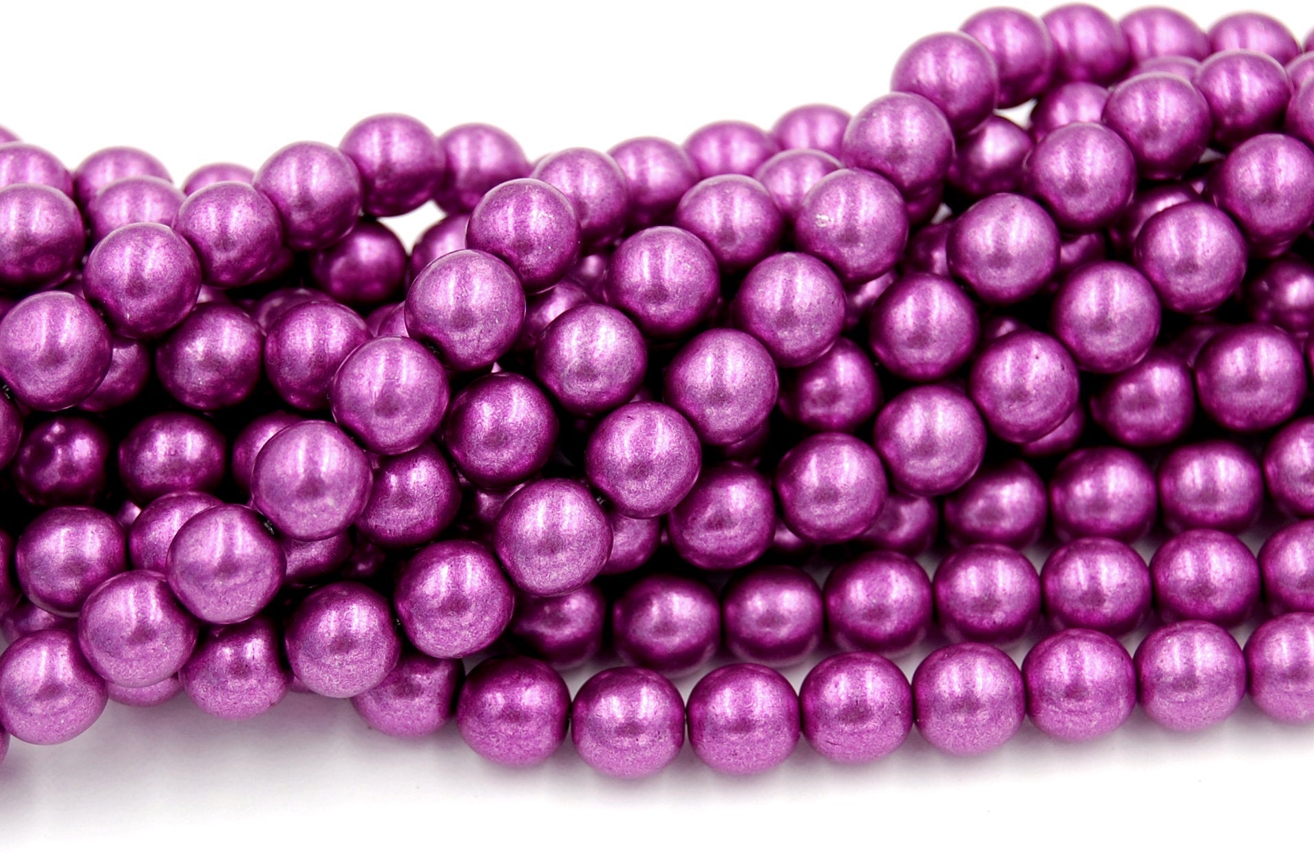 Czech Glass 8mm Round Saturated Metallic Spring Violet Druk Beads -25 Czech Beads