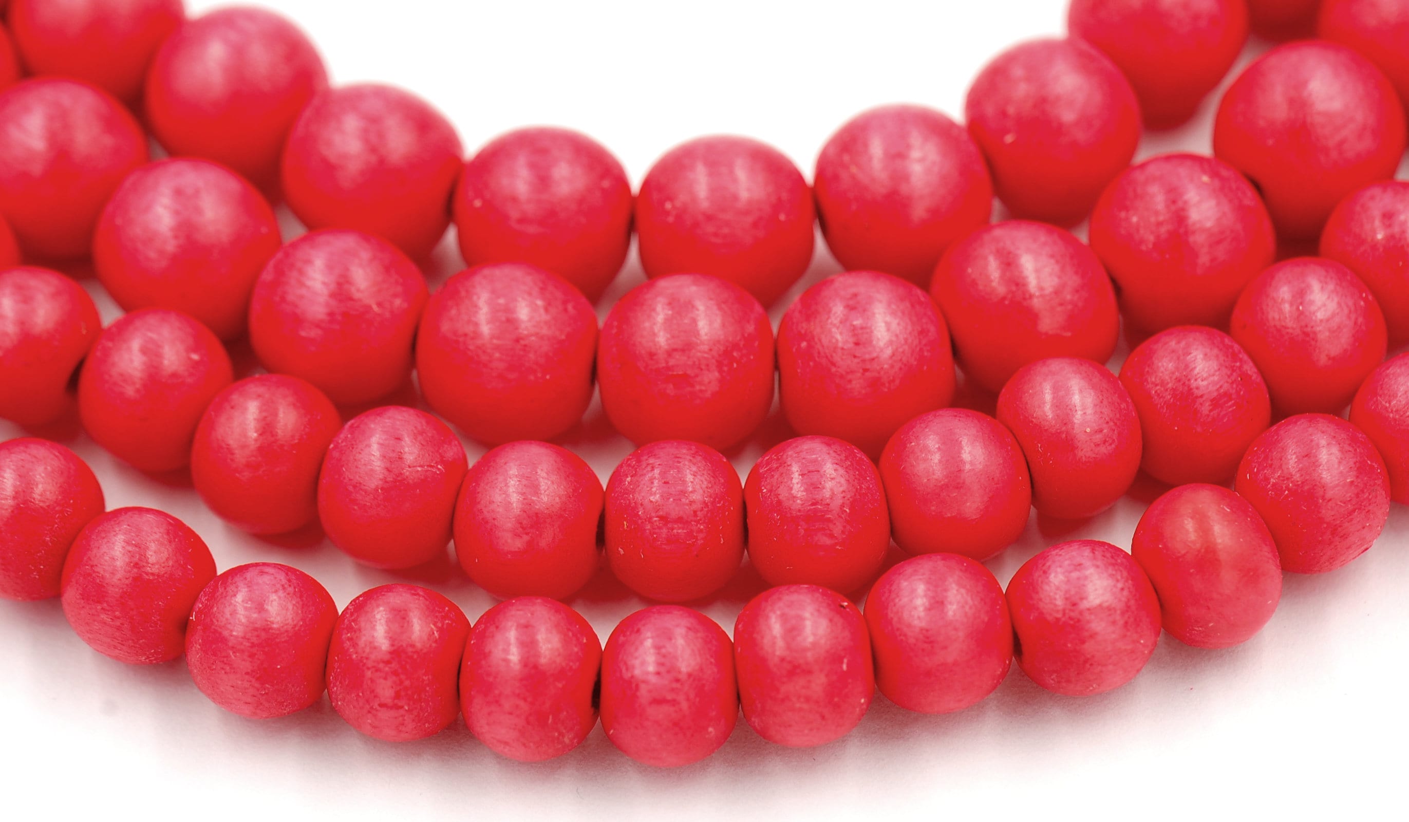 Wood Beads TWO 16" Strands, 10mm Wood Beads, Sprig Tulip Red Beads,Wood Beads