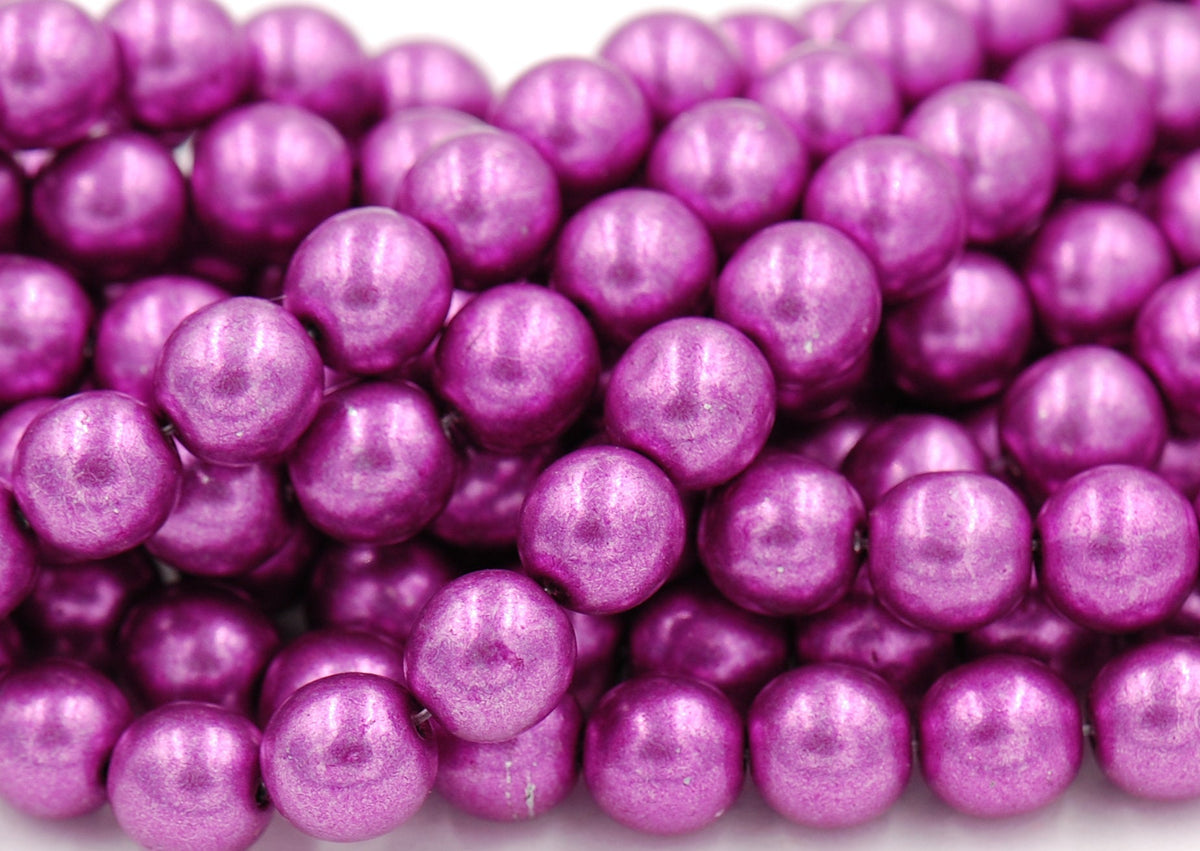 Czech Glass 8mm Round Saturated Metallic Spring Violet Druk Beads -25 Czech Beads