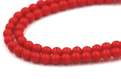 Czech Beads 6mm Fire Polished Glass Round in Opaque Red- 100 Pieces