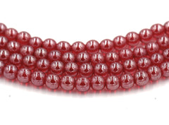 Czech Glass 6mm Siam Ruby Red Luster Round smooth Druk Beads -100