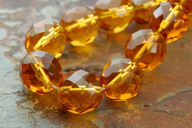 8mm Czech Beads Faceted  in Gold Honey -25pc Main Image