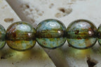 8mm Czech Glass Round Olive Green Luster  -25
