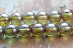 8mm Czech Glass Round Olive Green Luster  -25