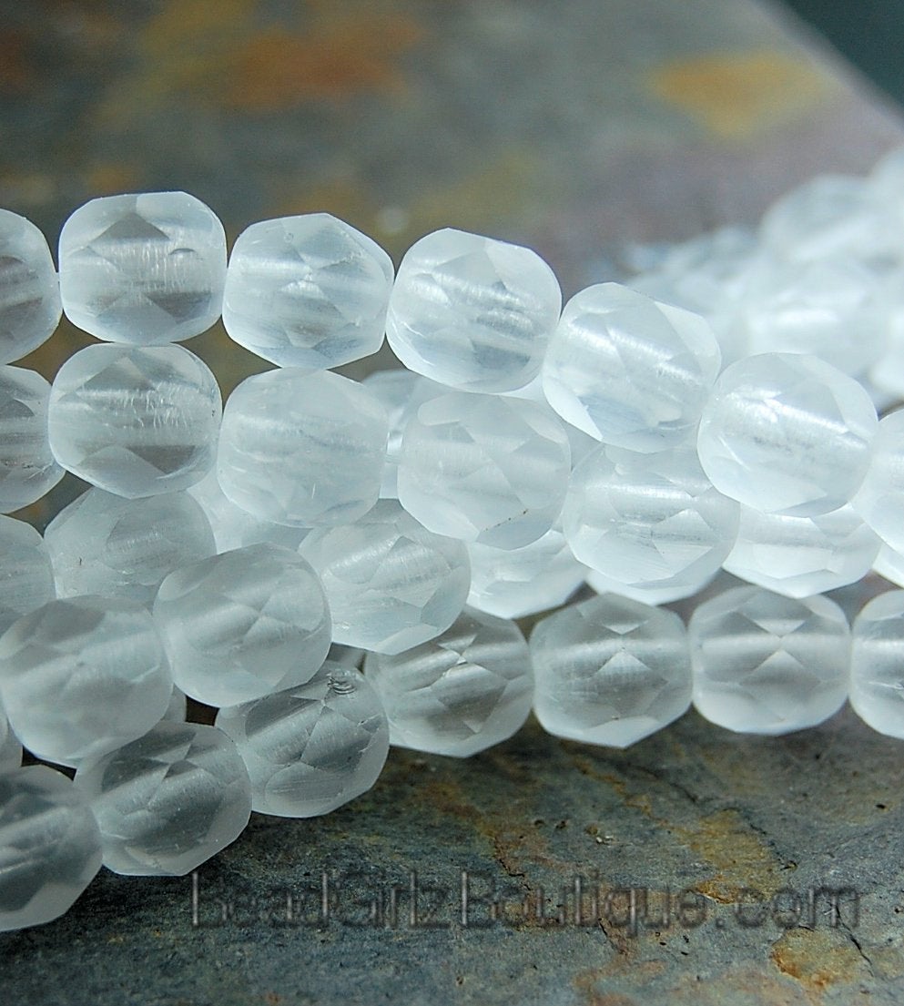 Matte Crystal Czech Glass Bead 6mm Round - 25 Pc