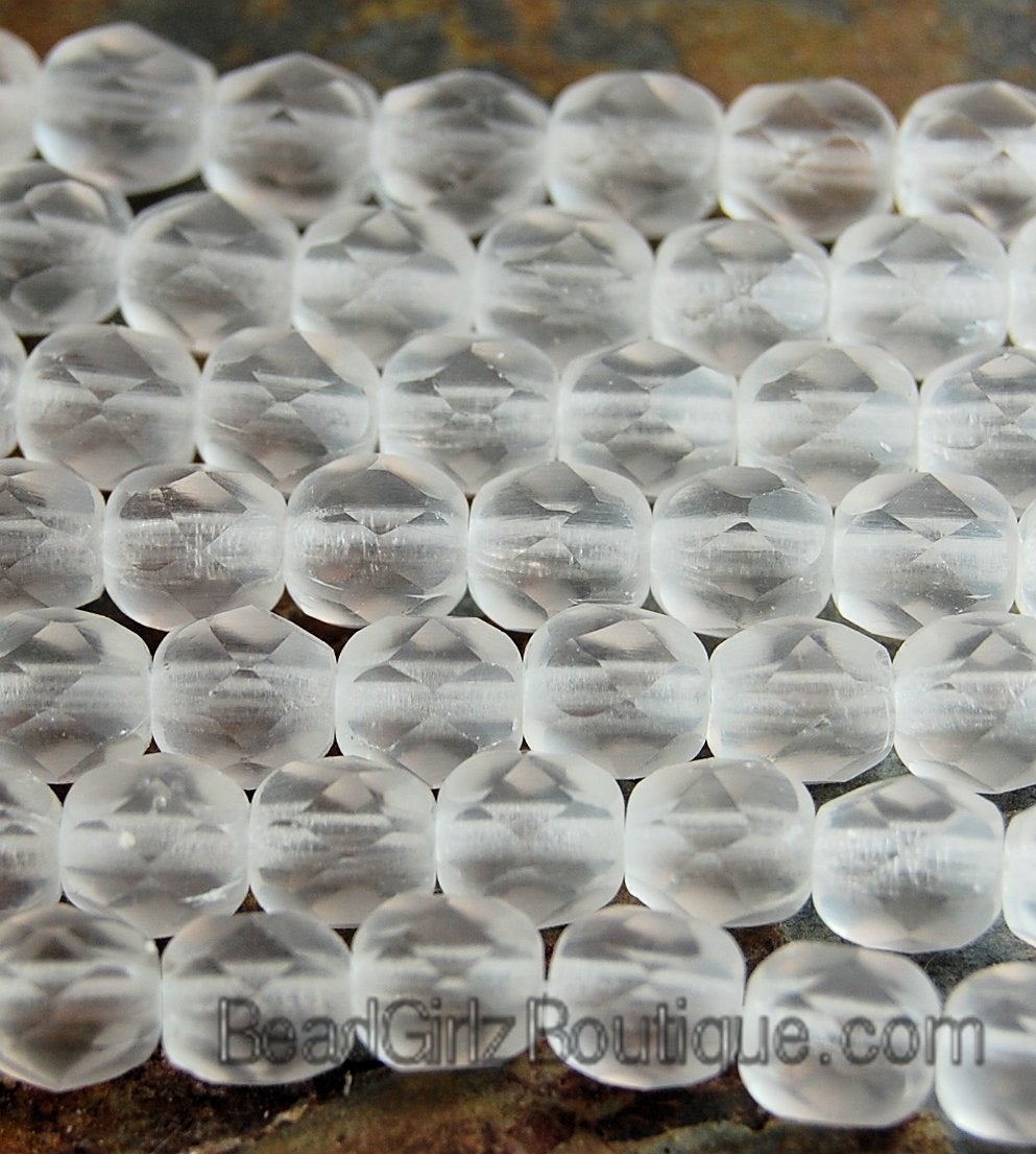 Matte Crystal Czech Glass Bead 6mm Round - 25 Pc