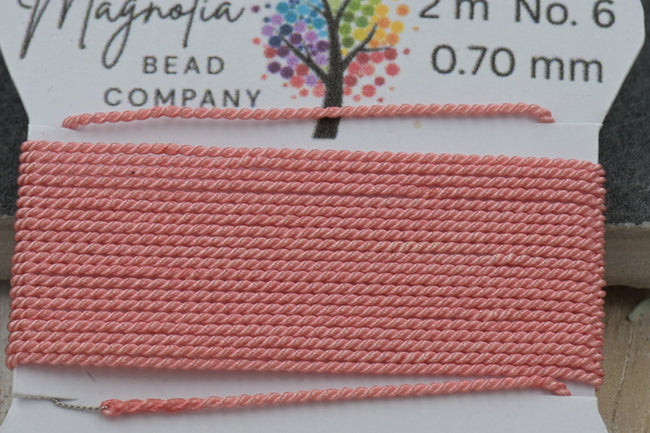 Dusty Peach– Hand-Dyed Griffin Silk Cord Thread for Knotting, Jewelry Making, Pendant Stringing - Hand-Dyed Silk Cord - Muted Peach Cord Main Image