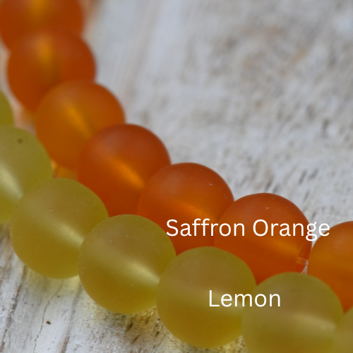 Orange Yellow Sea glass 10mm Beach Glass Beads