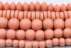 TWO 16" Strands, Wood Beads, Sunset Orange Beads, 6mm 8mm 10mm 12mm Round or Rondelle Orange Wood Beads